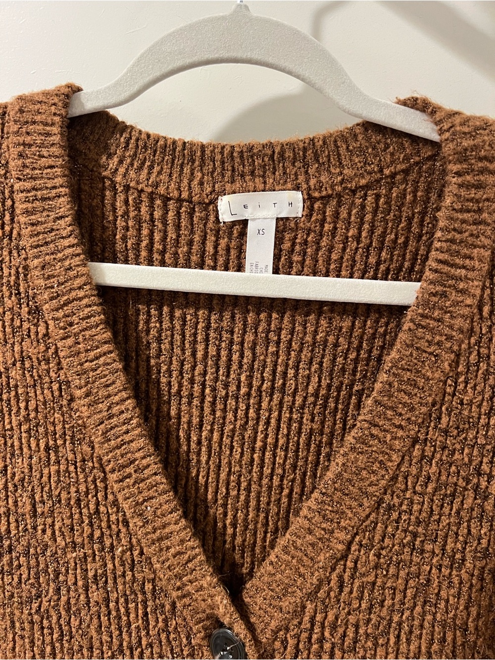 Leith Cozy Ribbed Button-Front Cardigan Sweater - Picture 4 of 5